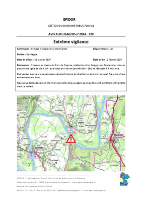 APPEL A LA VIGILANCE EPIDOR DORDOGNE