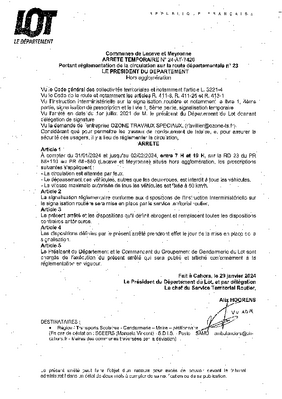 ARRETE TEMPORAIRE DE CIRCULATION