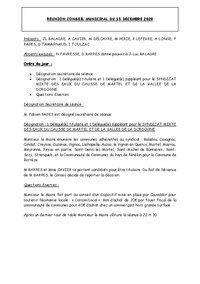 Compte rendu Conseil Municipal 15/12/2020