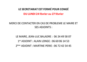 FEMETURE EXCEPTIONNEL DE LA MAIRIE POUR CONGE