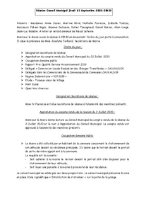 Compte rendu Conseil Municipal 03/09/2020