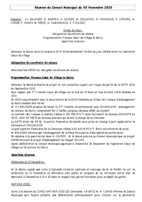 Compte rendu Conseil Municipal 05/11/2020
