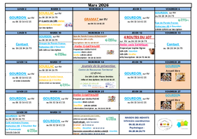 Activités mars 2026
