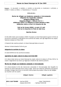 Compte rendu Conseil Municipal 04/06/2020