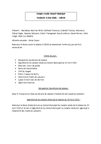 compte rendu du conseil municipal du 04/06/2021