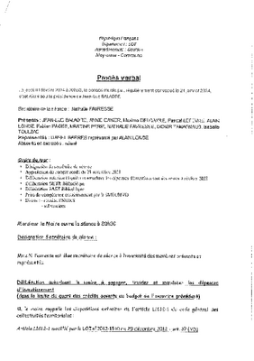 PROCES VERBAL CONSEIL MUNICIPAL DU 1/02/2024