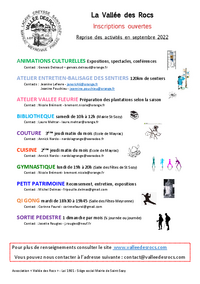 ACTIVITES VALLEE DES ROCS 2022-2023
