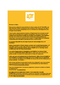 NOUVELLA AIDE FINANCIÉRE LOT SOLAIRE