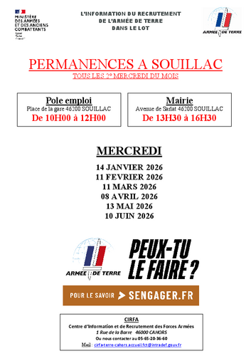 PERMANENCE ARMEE DE TERRE 1ER SEMESTRE 2025